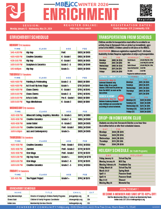Enrichment Schedule