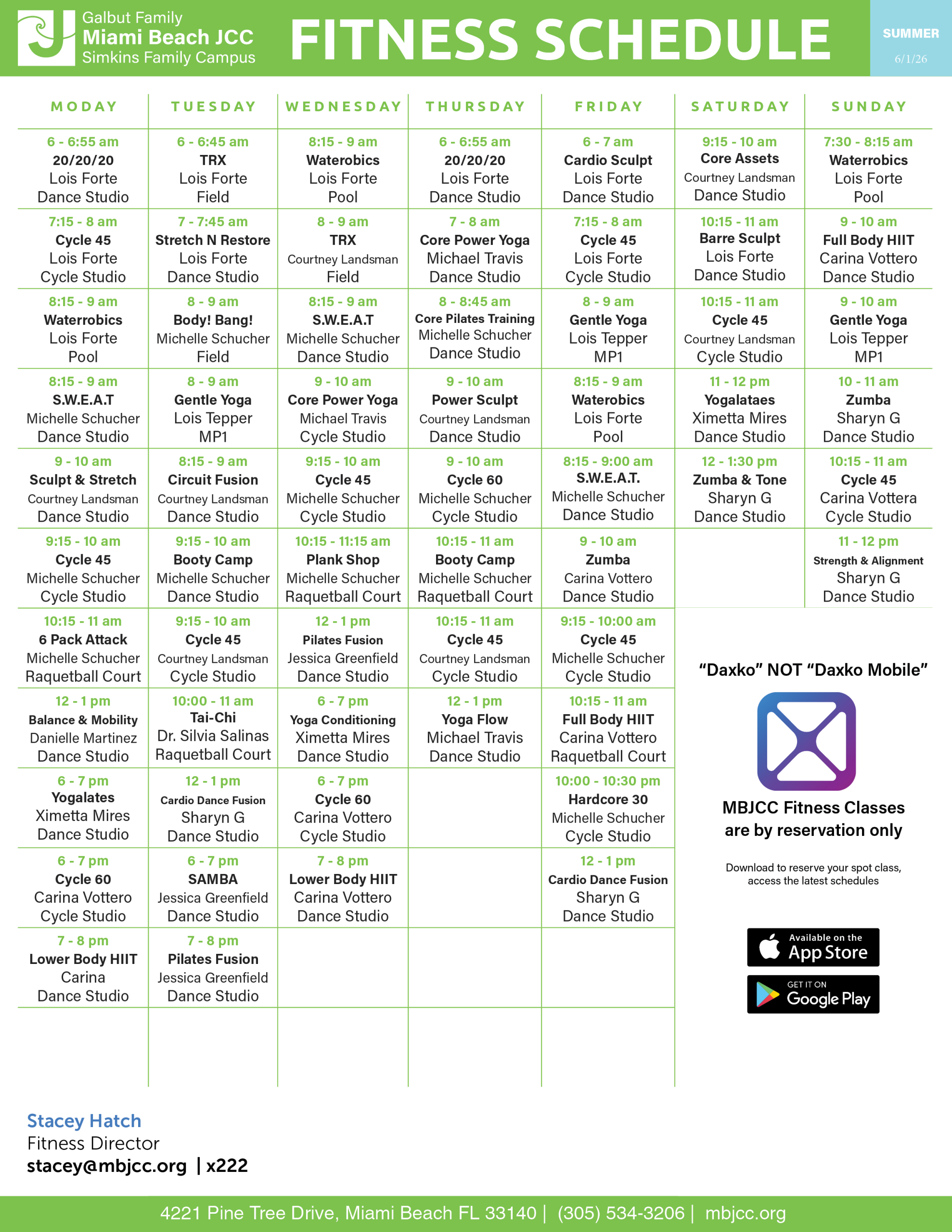 Fitness Schedule